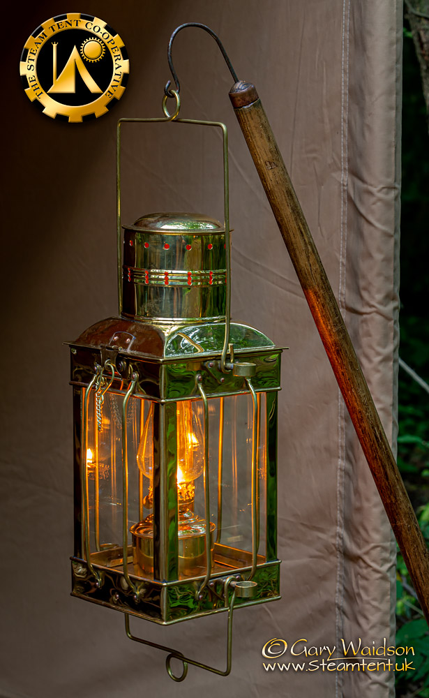 A modern reproduction of a Cargo Lantern. The Steam Tent Co-operative. © Gary Waidson - www.Steamtent.uk 