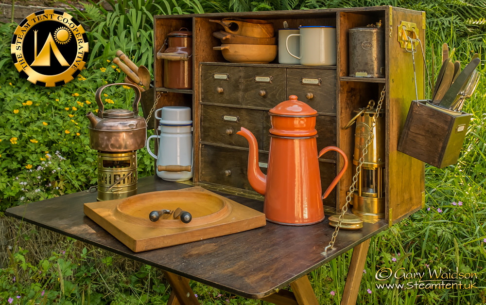 Chuck Box with Cutlery boxes attached - The Steam Tent Co-operative.  Gary Waidson - www.Steamtent.uk