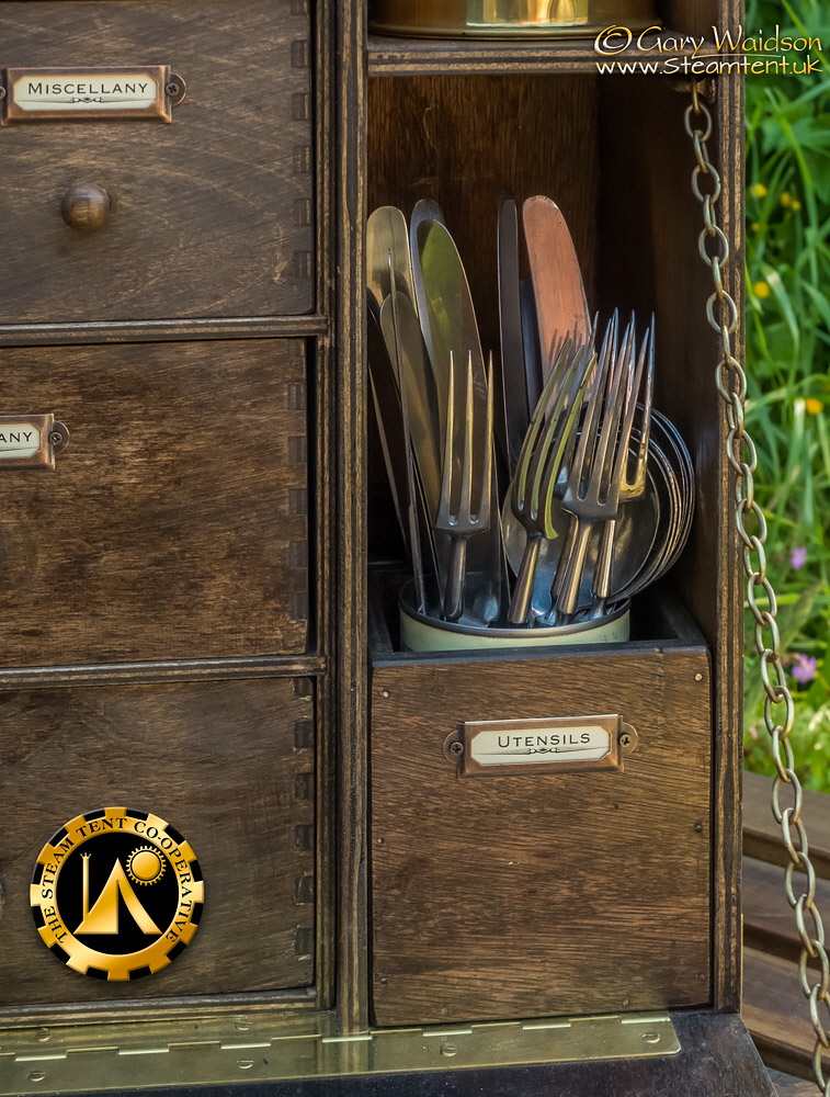 Chuck Box with Cutlery boxes packed - The Steam Tent Co-operative.  Gary Waidson - www.Steamtent.uk
