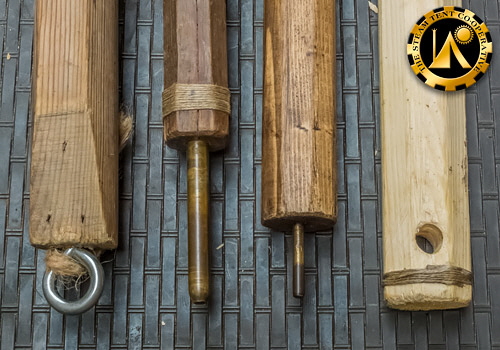 Making or replacing wooden tent poles.
