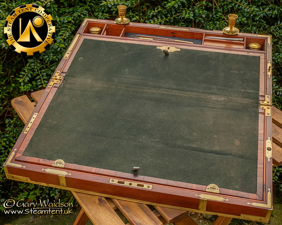 A Campaign Writing Slope made by Thomas Handford's of London  -  The Steam Tent Co-operative.  Gary Waidson - www.Steamtent.uk