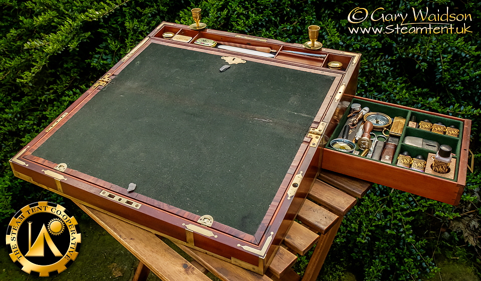 A Campaign Writing Slope made by Thomas Handford's of London  -  The Steam Tent Co-operative.  Gary Waidson - www.Steamtent.uk