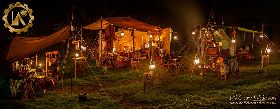 The Steam Tent exhibit at night -The Steam Tent Co-operative.  Gary Waidson - www.Steamtent.uk